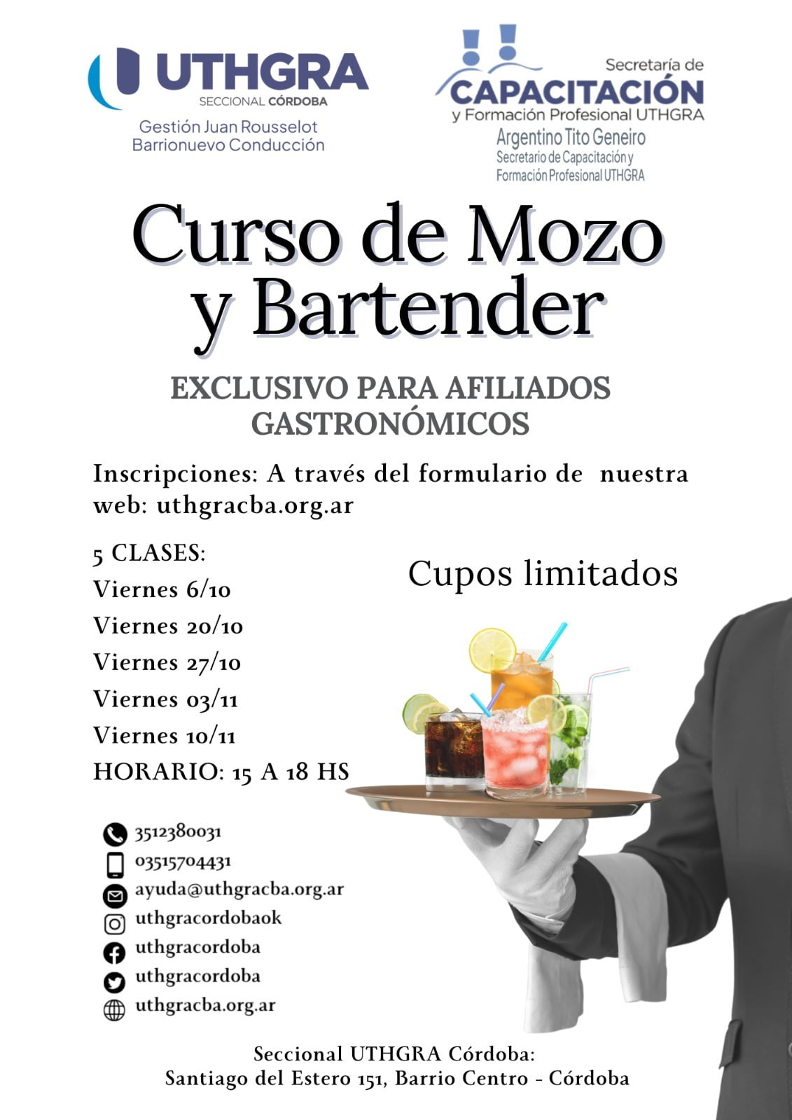 Curso de Mozo y Bartender